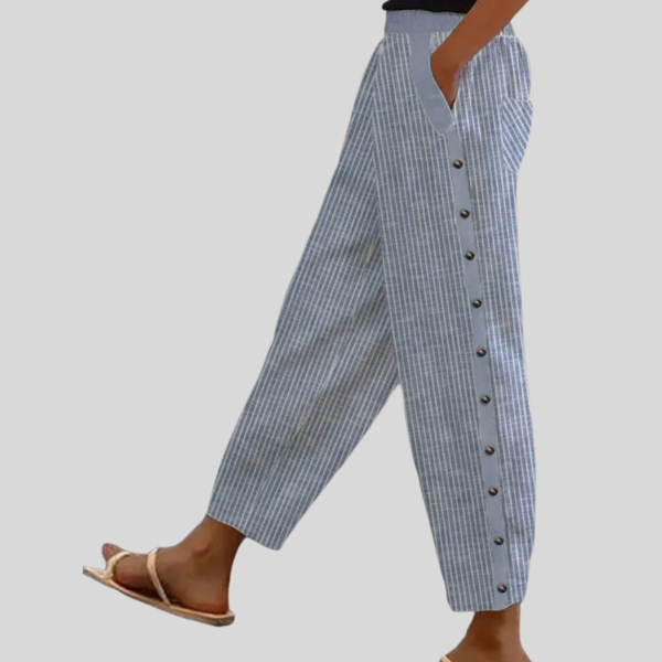 Clara | Pantalon Rayé avec Boutons