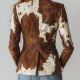 Agathe | Blazer Vintage Imprimé Vache Éco-Responsable