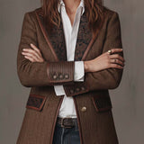 Gisèle | Blazer à Empiècements Imprimé Chevrons