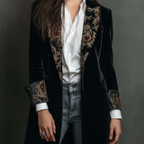 Léontine | Blazer Ajusté Imprimé Baroque Noir