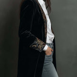 Léontine | Blazer Ajusté Imprimé Baroque Noir