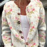 Gilet avec imprimé floral et feuillage et boutons