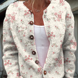 Gilet avec imprimé roses roses et boutons
