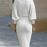 Clarisse™ — Robe midi drapée élégante intemporelle