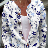 Veste en tricot vintage avec impression florale et boutons