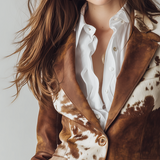 Agathe | Blazer Vintage Imprimé Vache Éco-Responsable