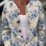 Gilet avec impression artistique florale et boutons