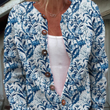 Gilet tricoté avec imprimé floral et boutons