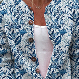 Gilet tricoté avec imprimé floral et boutons