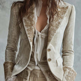 Constance | Blazer Ivoire Brodé Tailleur