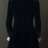 Athénaïs | Veste Longue Brodée Vintage Bleu Marine