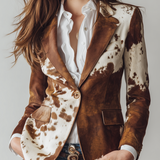 Agathe | Blazer Vintage Imprimé Vache Éco-Responsable
