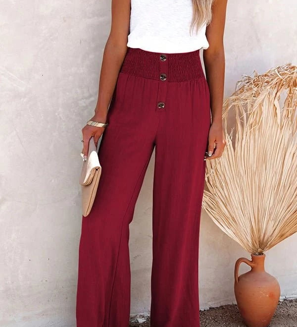 Rose | Pantalon taille haute décontracté