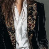 Léontine | Blazer Ajusté Imprimé Baroque Noir