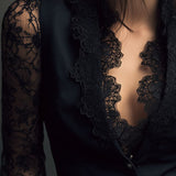 Noémie | Haut Blazer Noir à Manches Semi-Transparentes