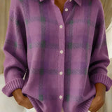 Rebecca | Veste en tricot à carreaux coupe décontractée