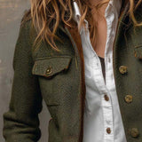Honorine | Blazer Vintage Chevrons à Liserés Contrastants