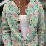 Gilet en tricot avec imprimé floral et boutons