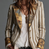 Suzanne | Blazer Bohème Rayé à Col Imprimé