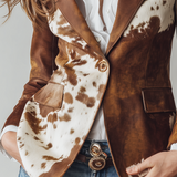 Agathe | Blazer Vintage Imprimé Vache Éco-Responsable