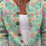 Gilet en tricot avec imprimé floral et boutons