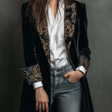 Léontine | Blazer Ajusté Imprimé Baroque Noir