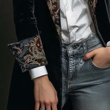 Léontine | Blazer Ajusté Imprimé Baroque Noir