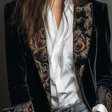Léontine | Blazer Ajusté Imprimé Baroque Noir
