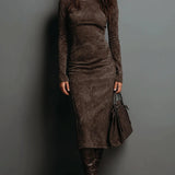 Lorène | Robe Midi Longue Marron