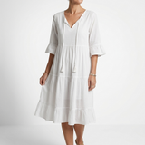 Côtelune™ — Robe smockée col V manches volantées