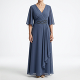 Éloïsine™ — Robe portefeuille longue manches papillon élégance douce