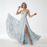 Mérovée™ — Robe longue florale fente esprit romantique