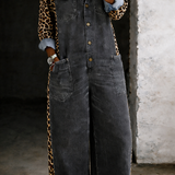 Amanda | Mono en denim imprimé léopard
