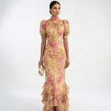 Roséliane™ — Robe longue florale silhouette romantique