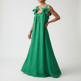 Sévrine™ — Robe maxi fluide à épaules fleuries élégance estivale naturelle