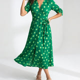 Clarisse™ — Robe midi à pois élégance naturelle
