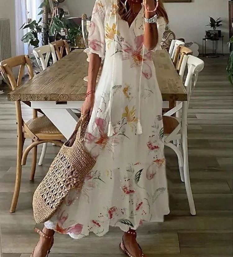 Élodie™ — Robe maxi florale veloutée élégante