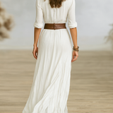 Aurore | Robe Longue en Lin à Col Inversé