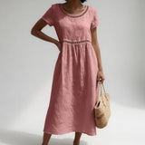 Pernelle™ || Robe mi-longue 100% coton brodée féminité douce