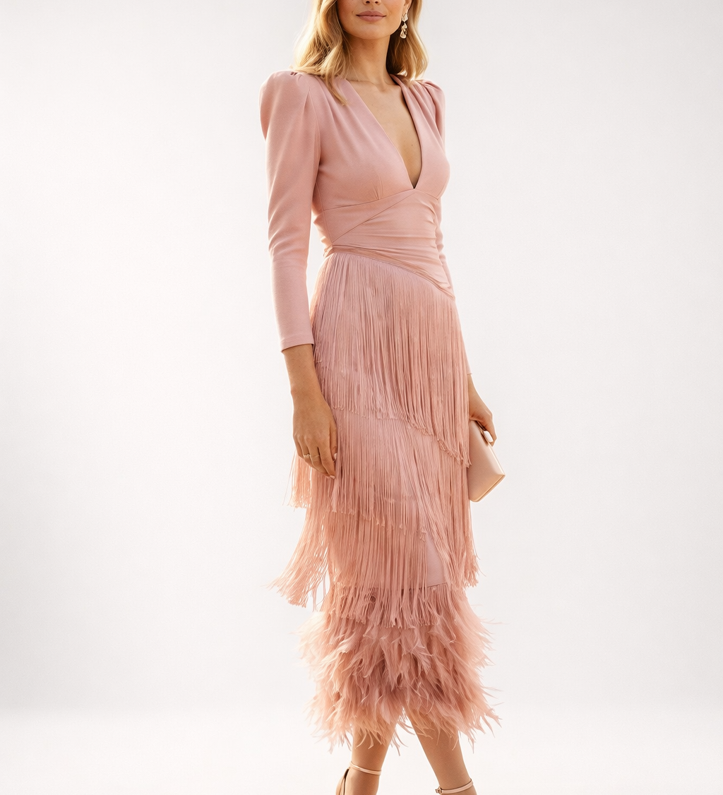 Valériane™ — Robe frangée élégante silhouette raffinée