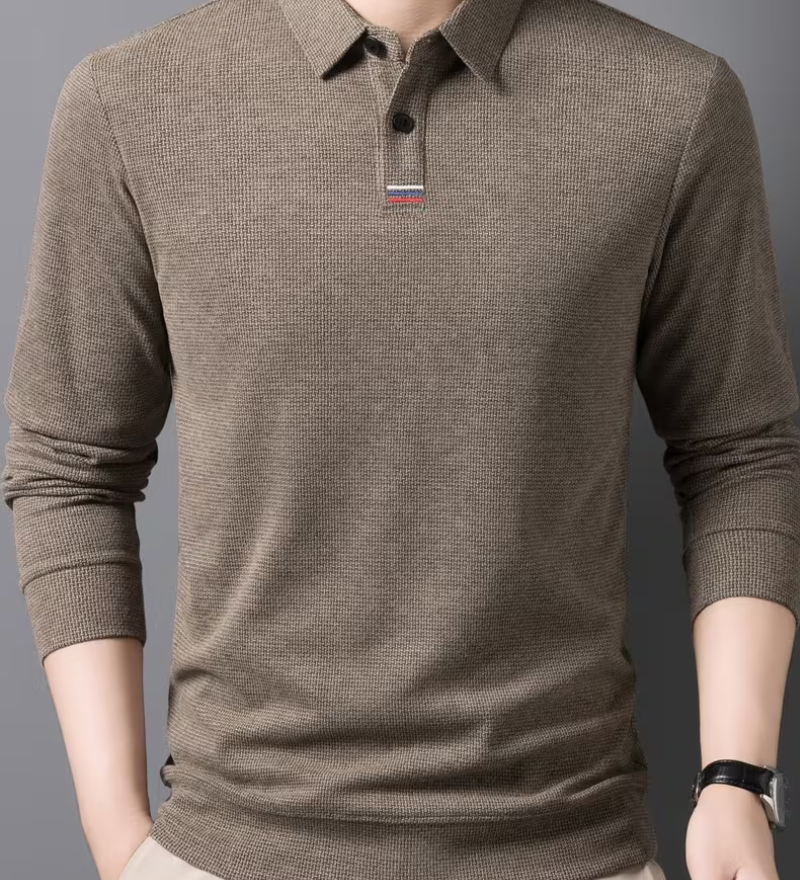 Pull polo à manches longues pour homme