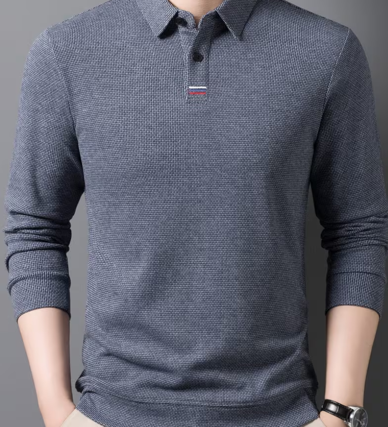 Pull polo à manches longues pour homme