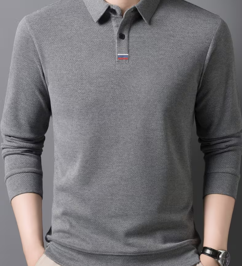 Pull polo à manches longues pour homme