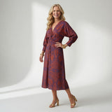 Hortense™ — Robe midi wrap imprimée élégante