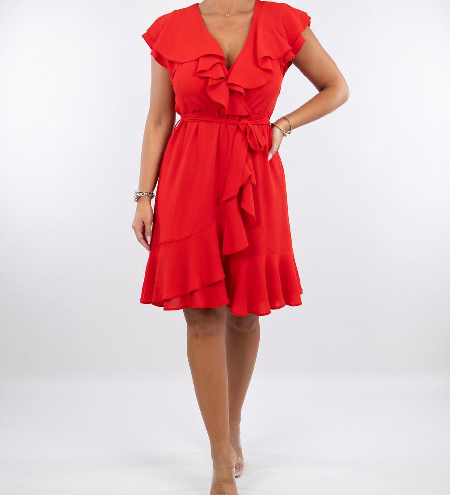 Célyane™ — Robe portefeuille noire fluide féminine