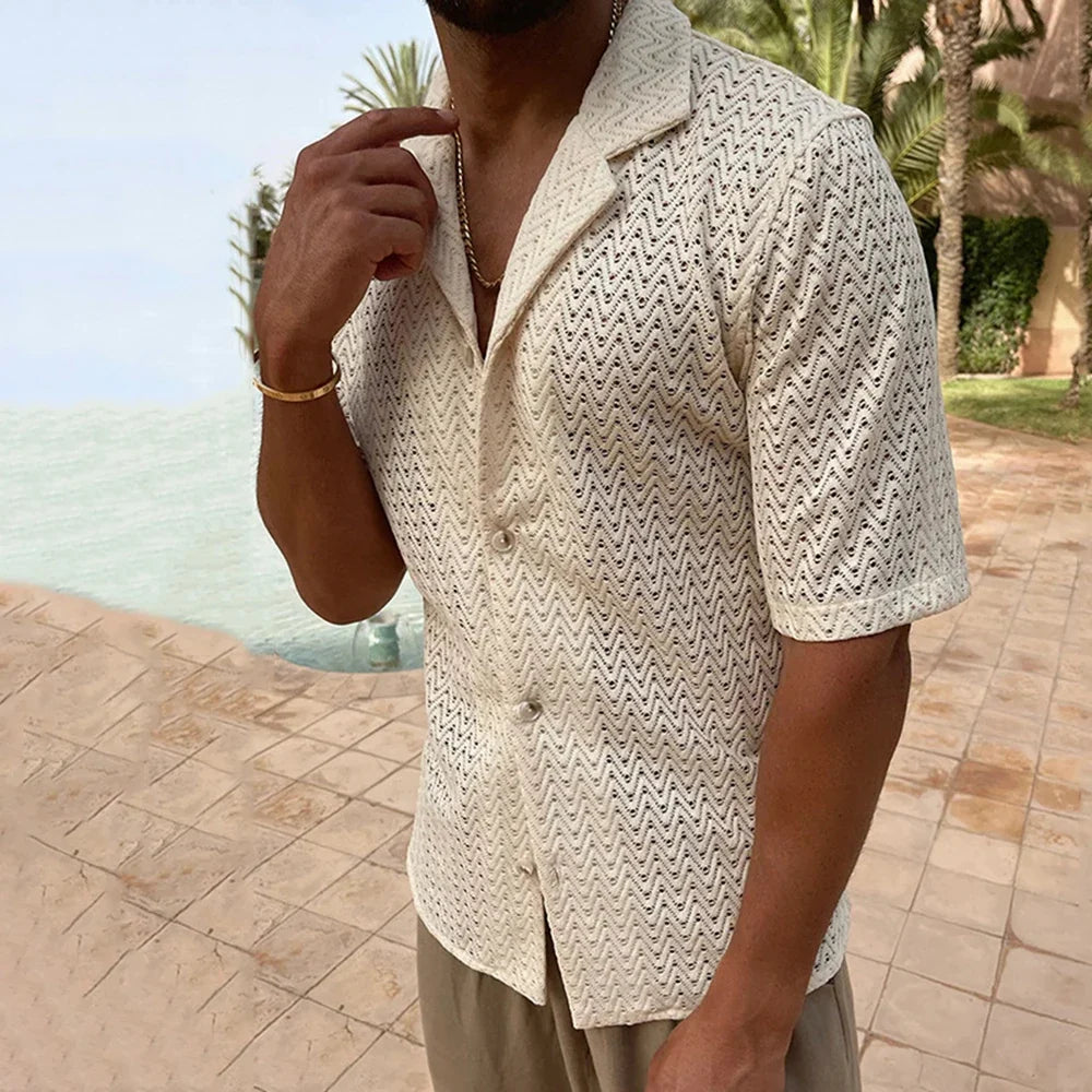 Élégance Ensoleillée : Chemise en Maille Aérée pour Hommes