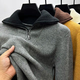 Pull en tricot premium pour homme à col zippé