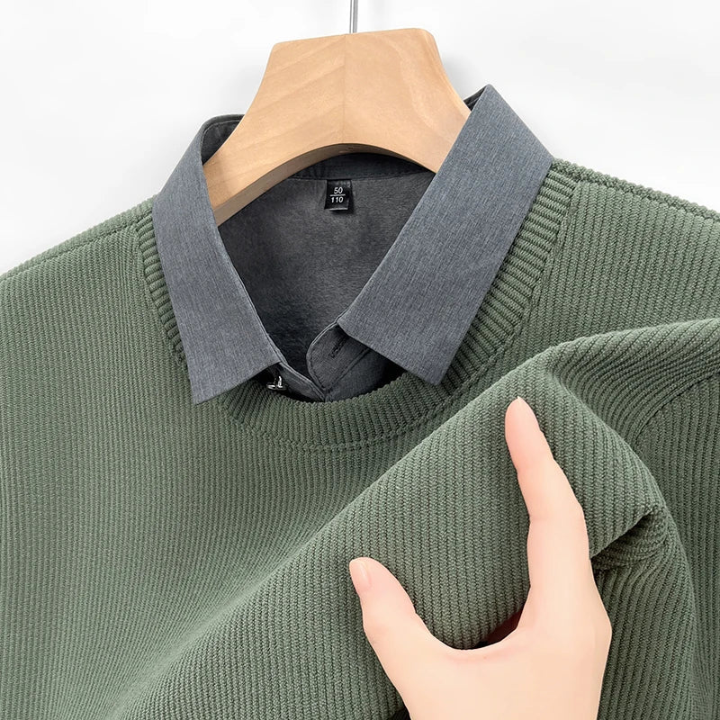 Pull en tricot 2-en-1 pour hommes