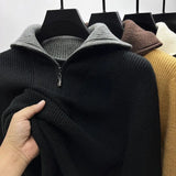 Pull en tricot premium pour homme à col zippé
