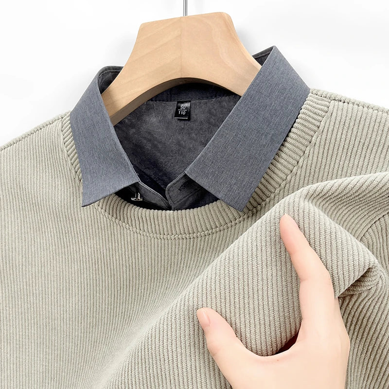 Pull en tricot 2-en-1 pour hommes